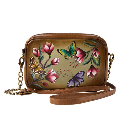 Leather Hand Painted Organizer Crossbody With 